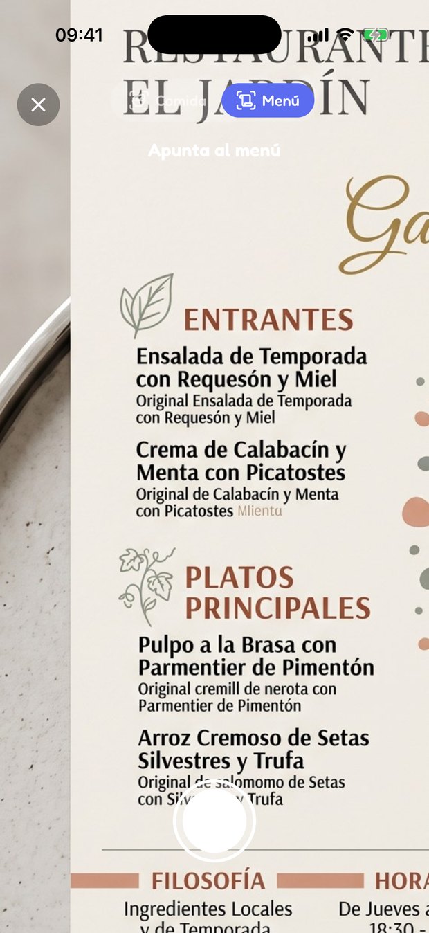 Cámara de Rumbelly apuntando a una carta de restaurante